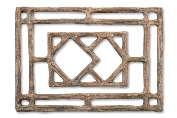 Wang Wei‘s "Mountain Dwelling" (山居秋暝), 2023 Financial Times newspaper, bamboo and adhesive 42 x 58 cm 16 1/2 x 23 in