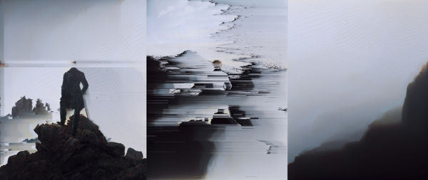 Wanderer Above the Sea of Fog (after Casper David Friedrich), 2016 Three-part glicée on canvas 95 x 75 x 3 cm 37 1/2 x 29 1/2 x 1 1/2 in
