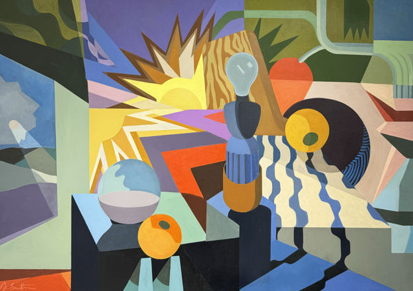 Still Life with Lightbulb, Fruit and Crystal Ball