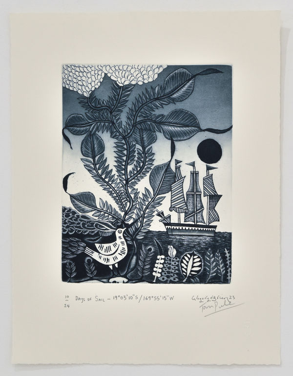 John Pule and Gregory O'Brien, Days of Sail - 19˚ 03'10"S/169˚ 55'15"W, 2023