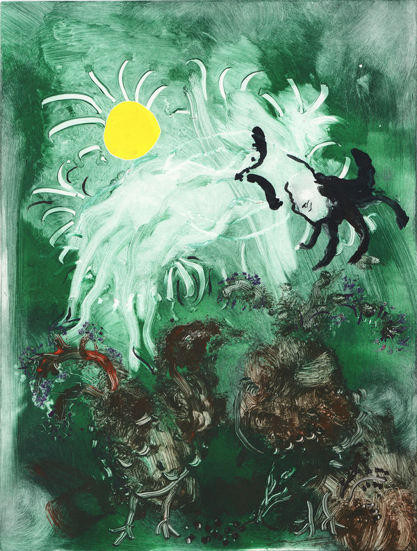 Marguerite Carnec, Woman Floating Above Hens, 2024