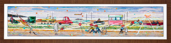 Владимир Григ CUBA 1962, 2023 Холст, акрил, мозаика 59 x 229 см серии: A little bit about mushrooms • Немного о грибах