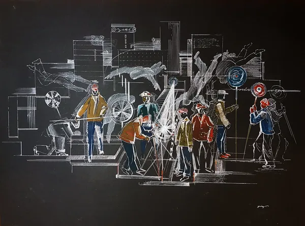 Владимир Григ, ПРИЗРАКИ МИЛАНСКИХ МОНТАЖНИКОВ (в раме), 2008 - 2023