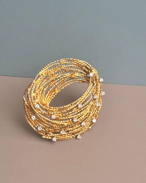 Textured Wire and Diamond Brooch, 1966