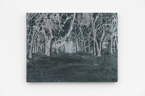 Michael Raedecker, demo (unavouable-silver), 2020