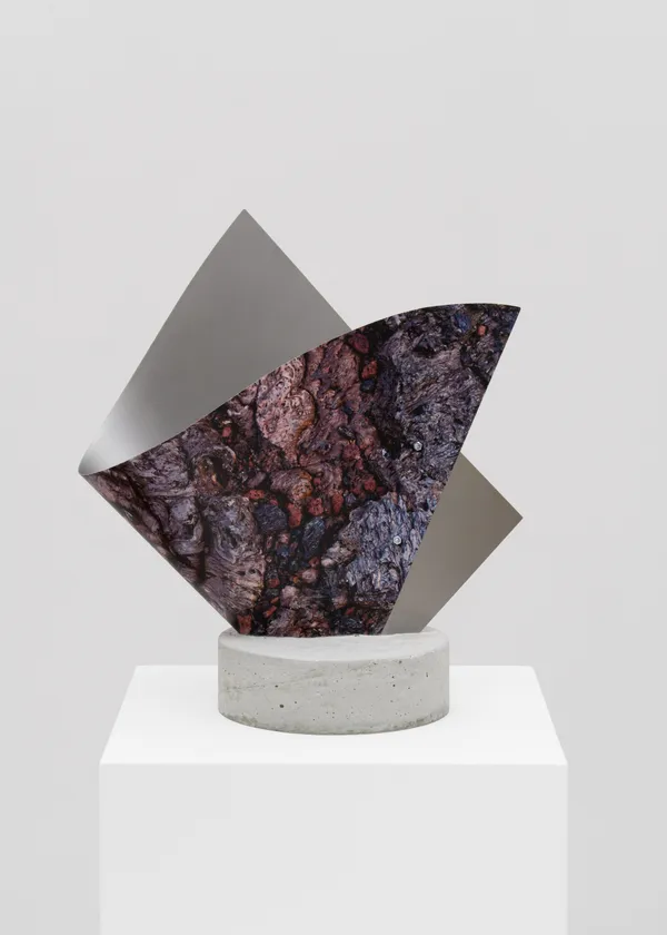 Letha Wilson Craters of the Moon Bend, 2026 UV print on steel, concrete 53.3 x 47.6 x 29.2 cm I 21 x 18 3/4 x 11 1/2 in