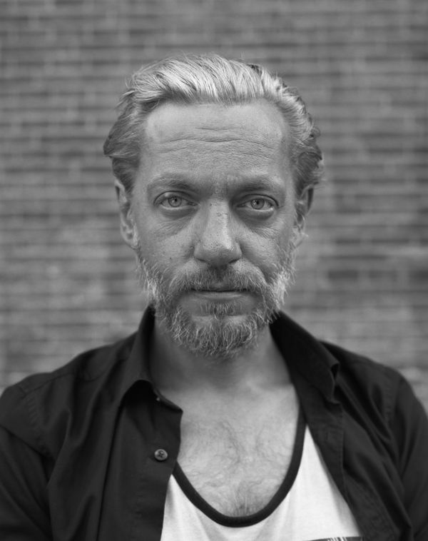 Dana Lixenberg Marius Andrejevas, Oudekerksplein, 2022, 2025 Gelatin Silver print mounted on aluminum, maple frame, museum glass Print size: 32.7 x 26 cm | 12 7/8 x 10 1/4 in Frame size: 34 x 27.5 x 3 cm | 13 3/8 x 10 7/8 x 1 1/8 in Edition of 4 plus 2 artist's proofs