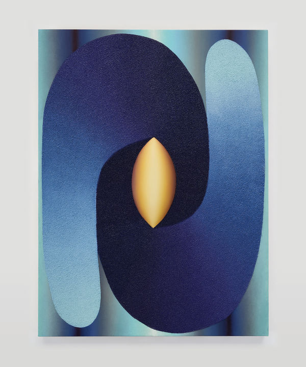 Loie Hollowell, Linked Lingam in blue, turquoise and yellow, 2019
