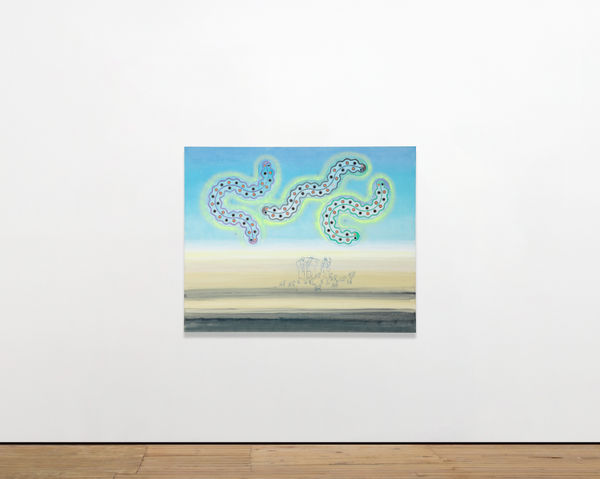 Charles Avery Untitled (Herders, three Eidola), 2025 Acrylic on linen 120 x 150 cm | 47 1/4 x 59 in