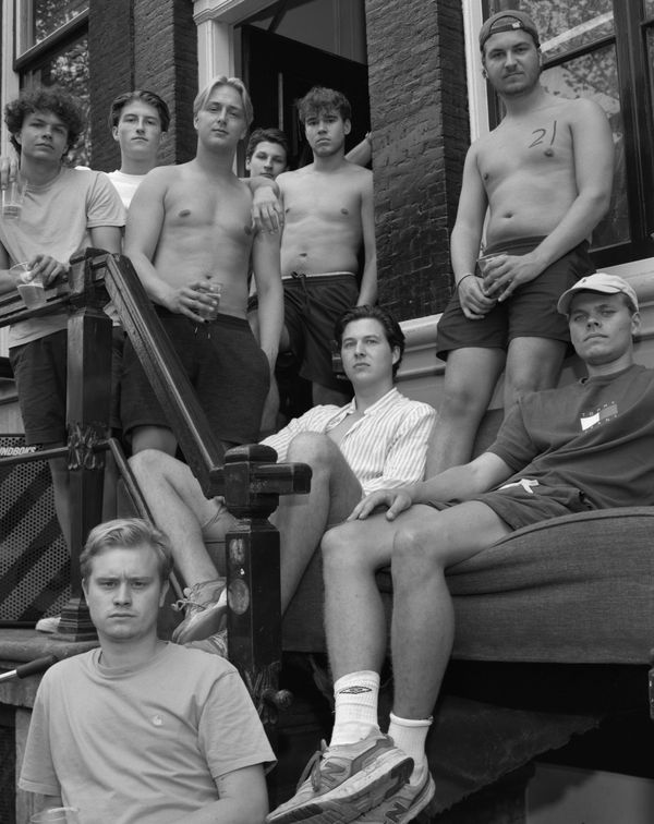 Dana Lixenberg L.A.N.X. Fraternity, Oudezijds Voorburgwal, 2022, 2025 Gelatin Silver print mounted on aluminum, maple frame, museum glass Print size: 32.7 x 26 cm | 12 7/8 x 10 1/4 in Frame size: 34 x 27.5 x 3 cm | 13 3/8 x 10 7/8 x 1 1/8 in Edition of 4 plus 2 artist's proofs