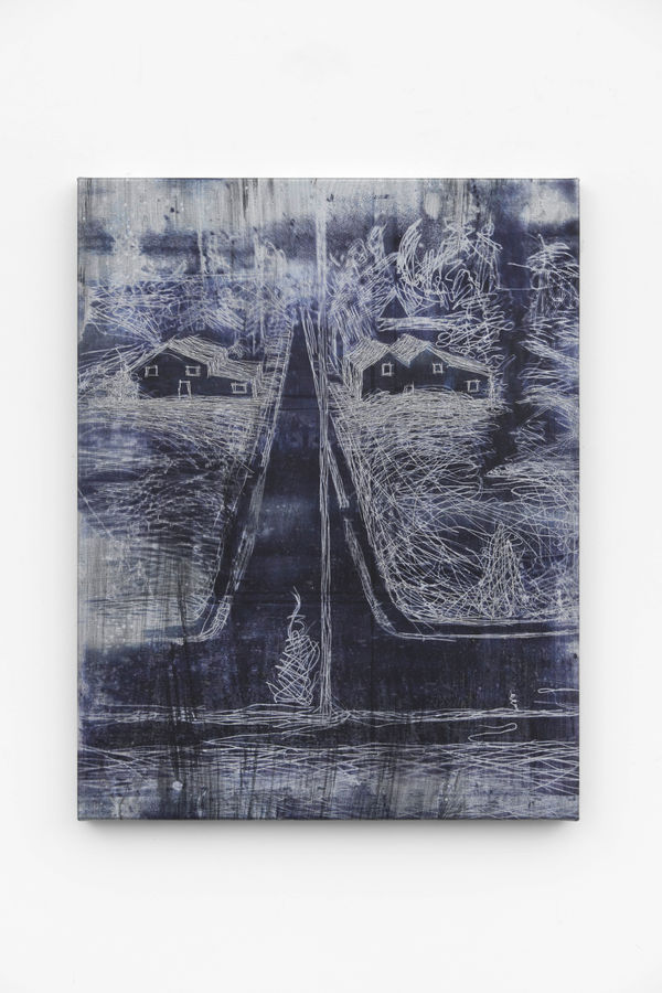 Michael Raedecker, demo (linchpin) (after Diebenkorn), 2020