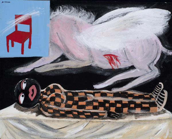 Rithika Pandey Dreams before embalming, 2020 Acrylic and gouache on paper 29.8 x 38.1 cm 11 3/4 x 15 in Signed 'RITHIKA' and titled and dated on the reverse