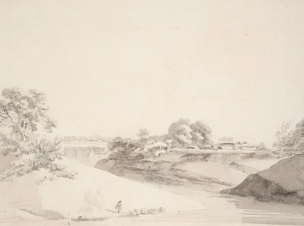 William Daniell 1769-1837An Indian River Scene Pencil and wash on paper Provenance: 19 x 25 cm 7 1/2 x 9 7/8 in