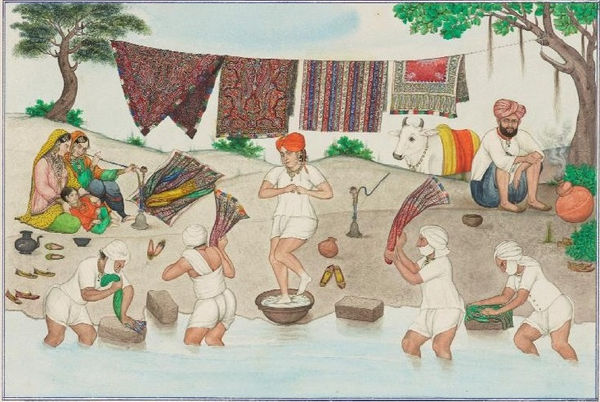 Washing Kashmir Shawls, 1870-1880 Punjab, probably Amritsar, 1870-80 Opaque pigments on paper Image: 20.5 x 30.5 cm 8 1/8 x 12 1/8 in