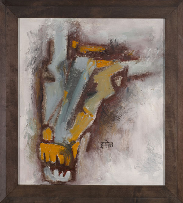 Maqbool Fida Husain 1915-2011Untitled (Beast), Circa 1962 Signed in Hindi lower centre Oil on canvas 48.3 x 43.2 cm 19 x 17 in