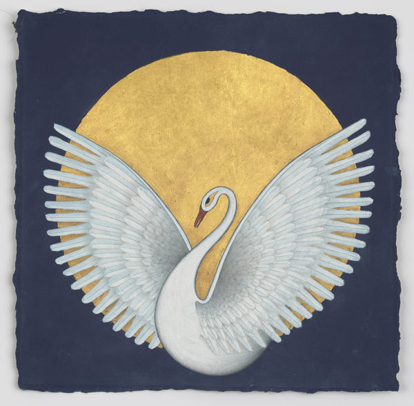 Olivia Fraser Hamsa, 2020 Stone pigments, Arabic gum and Gold leaf on handmade Sanganer paper 26 x 26 cm 10 1/4 x 10 1/4 in