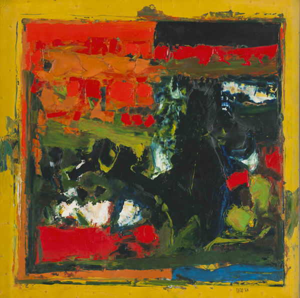 Sayed Haider Raza 1922-2016Jaipur, 1964 Acrylic on canvas, signed and dated lower right, verso signed, dated, titled and inscribed with the size and 'P_577'64' 50 x 50 cm 19 3/4 x 19 3/4 in