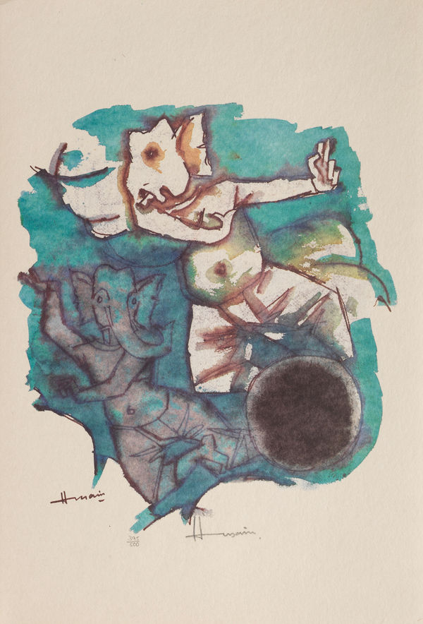 Maqbool Fida Husain Ashta Vinayak series Offset print on paper 52 x 35.4 cm 20 1/2 x 13 15/16 in Signed by hand as well printed signature edition 395/500