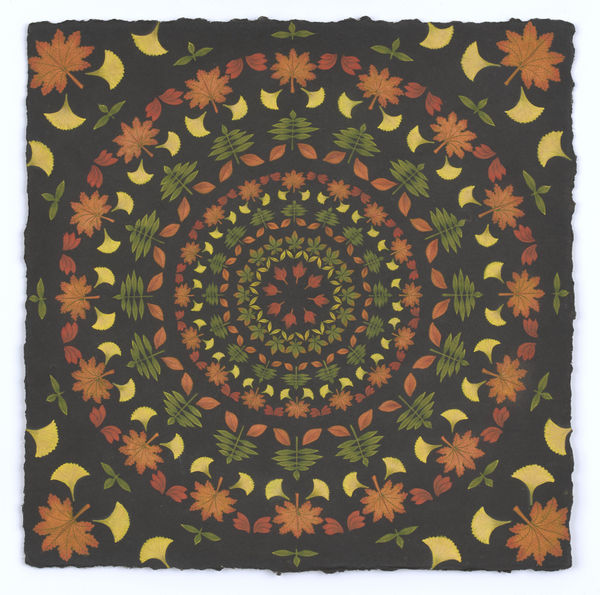 Olivia Fraser b. 1965Autumn Yantra I, 2020 Stone pigments, Arabic gum and Gold leaf on handmade Sanganer paper 26 x 26 cm 10 1/4 x 10 1/4 in