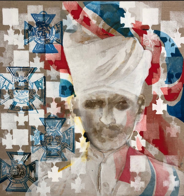 Angeli Sowani b. 1960Sepoy Chatta Singh VC Signed, dated and titled on the reverse Acrylic on canvas 60 x 60 cm 23 5/8 x 23 5/8 in