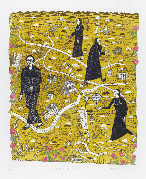 Arpita Singh I Could See London Through the Clouds, 2007 Signed, dated, titled and editioned along lower margin Etching on paper From an edition of 50, plus 5 Artist's Proofs 71.1 x 58.4 cm 28 x 23 in Edition of 50