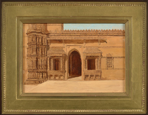 Lockwood de Forest Rani Rupamati's Mosque, Ahmedabad, 1893 Oil on paper laid down on canvas 25.1 x 36.5 cm 9 7/8 x 14 3/8 in Signed and dated 'L de F. Mar 18 / 93' lower right
