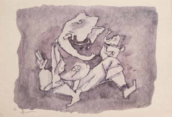 Maqbool Fida Husain Ashta Vinayak series Offset print on paper 35.4 x 52 cm 14 x 20 1/2 in Signed by hand as well printed signature edition 395/500