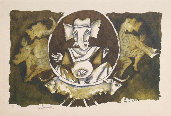 Maqbool Fida Husain Ashta Vinayak series Offset print on paper 35.4 x 52 cm 14 x 20 1/2 in Signed by hand as well printed signature edition 395/500