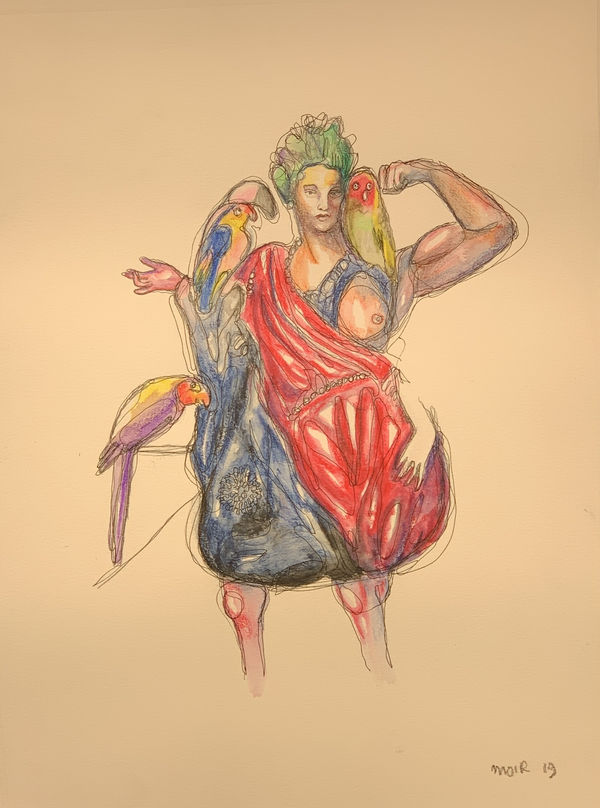 Jim Moir, Figure with Birds II, 2019