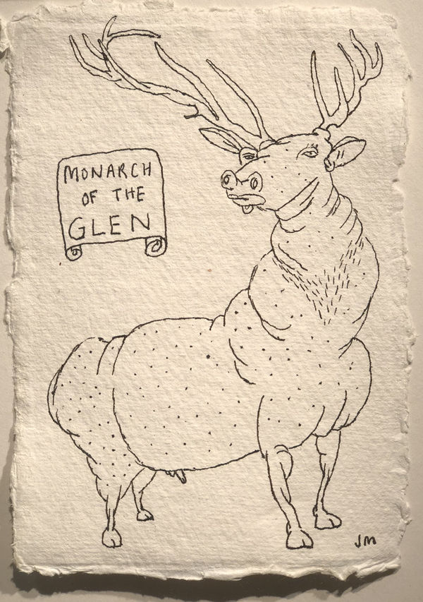 Jim Moir Monarch of the Glen, 2018 Ink on paper 15.5 x 11 cm
