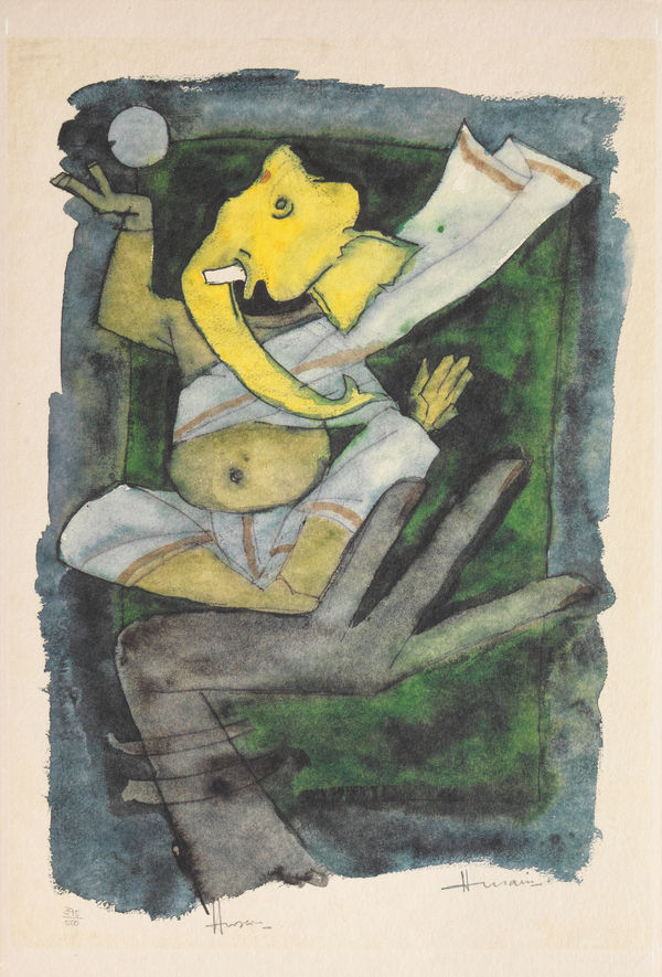 Maqbool Fida Husain Ashta Vinayak series Offset print on paper 52 x 35.4 cm 20 1/2 x 13 15/16 in Signed by hand as well printed signature edition 395/500
