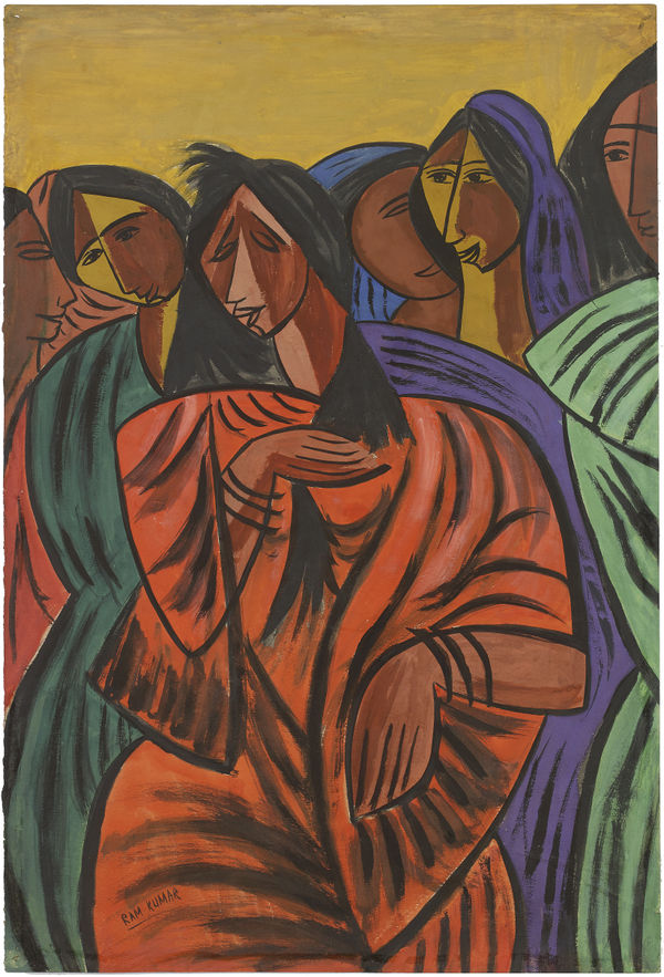 Ram Kumar 1924-2018Sorrow, 1949 Gouache on paper Signed 'Ram Kumar' lower left, titled in pencil on the reverse and inscribed '7,200/-' 56 x 38 cm 22 1/8 x 15 in