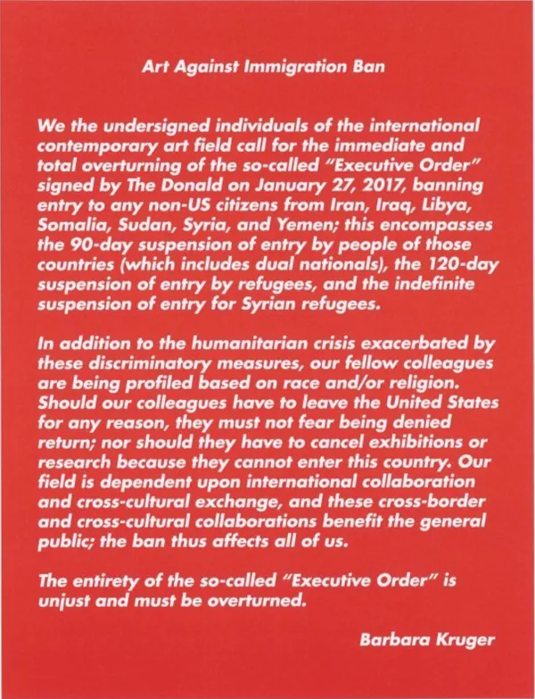 Untitled (Letter) from Art Against Immigration Ban Letter Portfolio