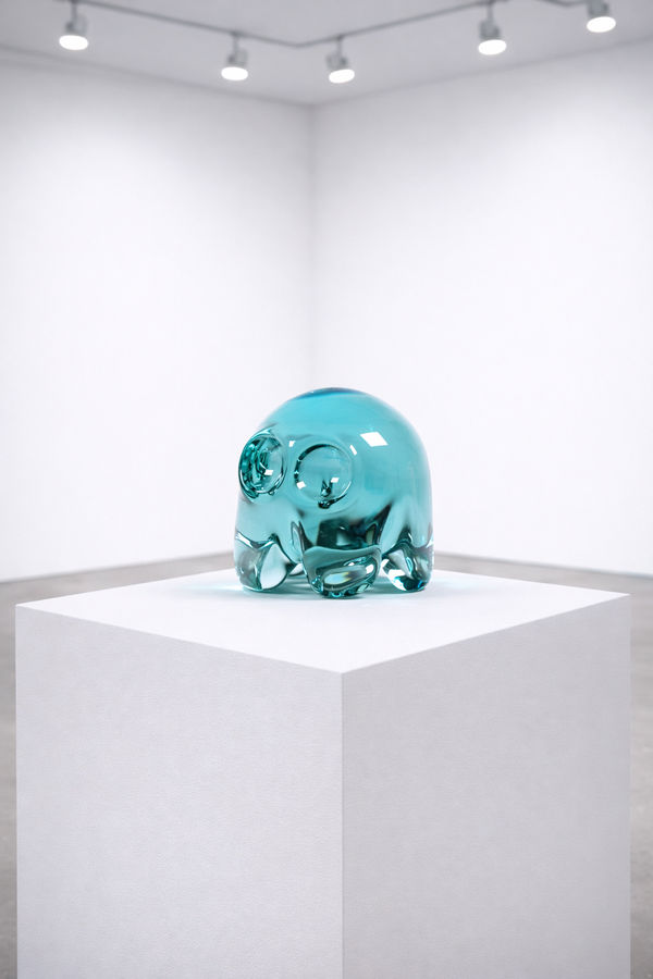 Dylan Martinez Pac-Man Sculpture Turquoise (Small, Swirl), 2025