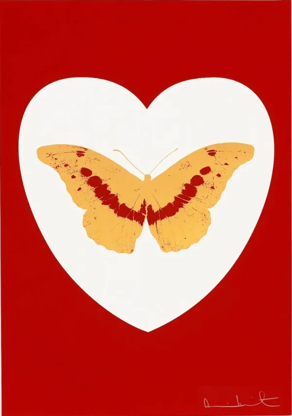 Damien Hirst, I Love You (Red and Gold), 2015
