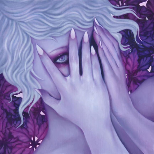 Syd Bee purple painting of female figure covering face with hands