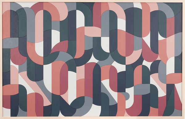 abstracted typography design in shades of blue and red