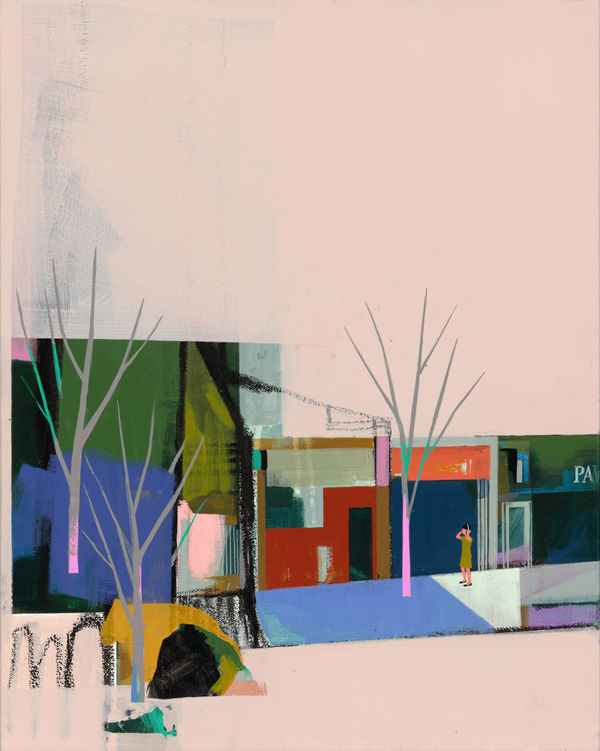 Seonna Hong "Pawn Shop" acrylic and pastel on canvas