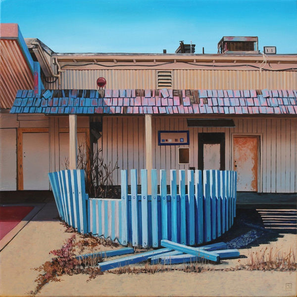 Jessica Hess blue fence and building