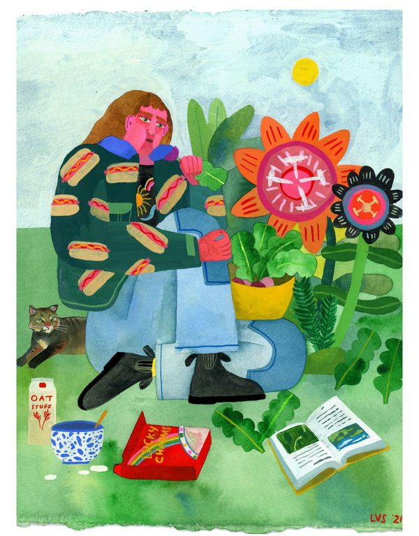 Lindsey Stripling's painting of a woman and various objects