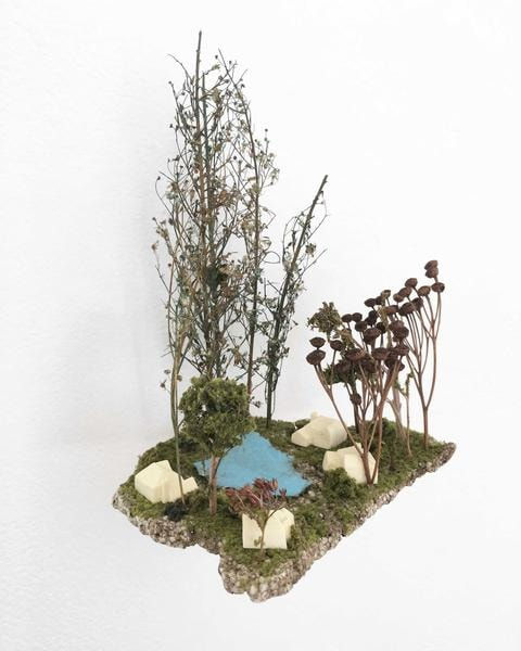 Gregory Euclide mixed media abstracted nature scene mini island