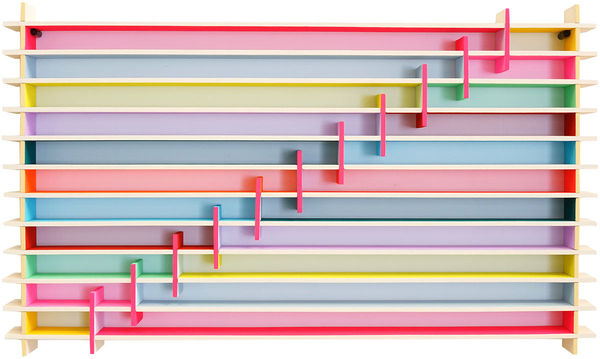 multicolored painted wood scultpure