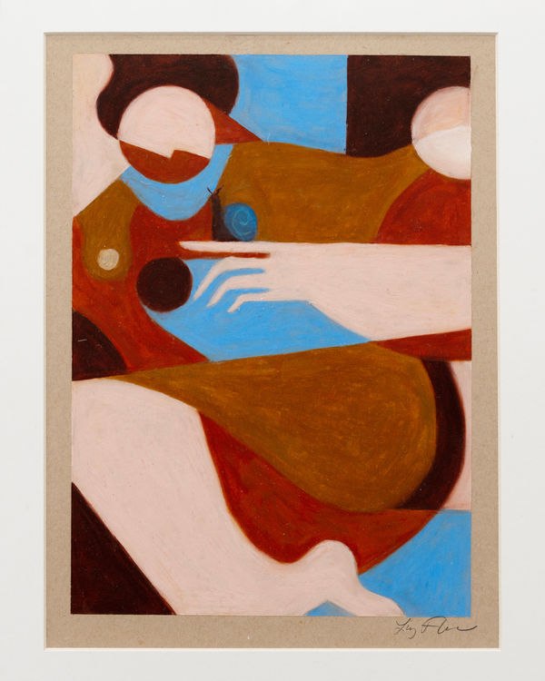 Abstract painting of a woman holding a snail on her finger