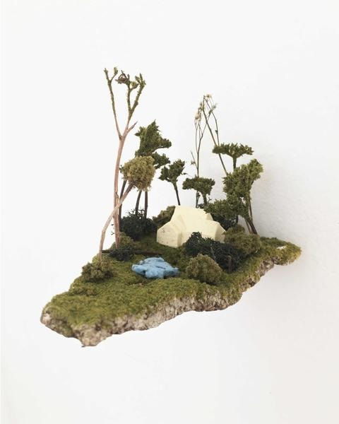Gregory Euclide mixed media abstracted nature scene mini island