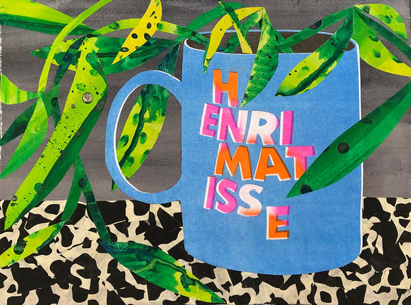 Karen Lederer collage of Matisse mug with plant