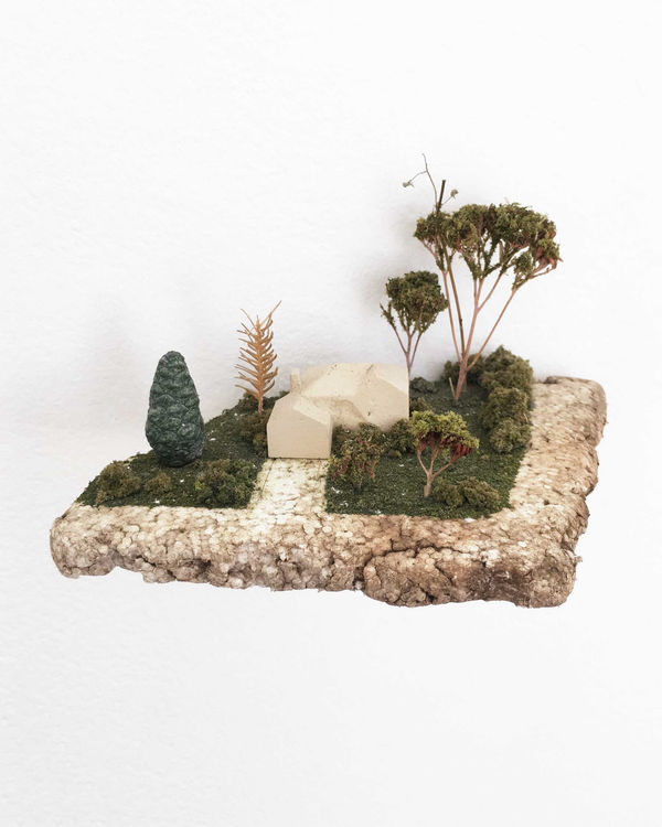 Gregory Euclide mixed media abstracted nature scene mini island