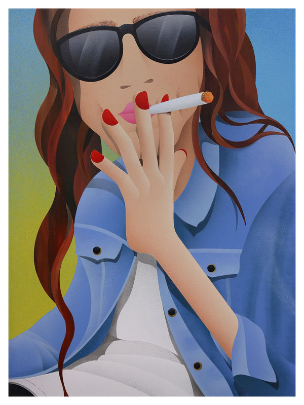 painting of a woman smoking a cigarette
