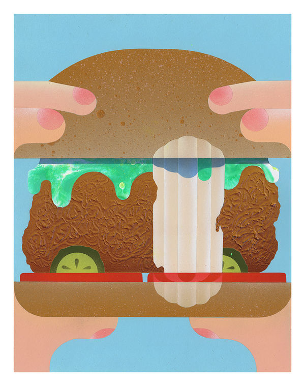 painting of a hamburger
