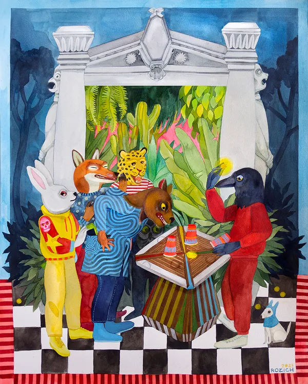 Stacey Rozich animals in clothes playing game