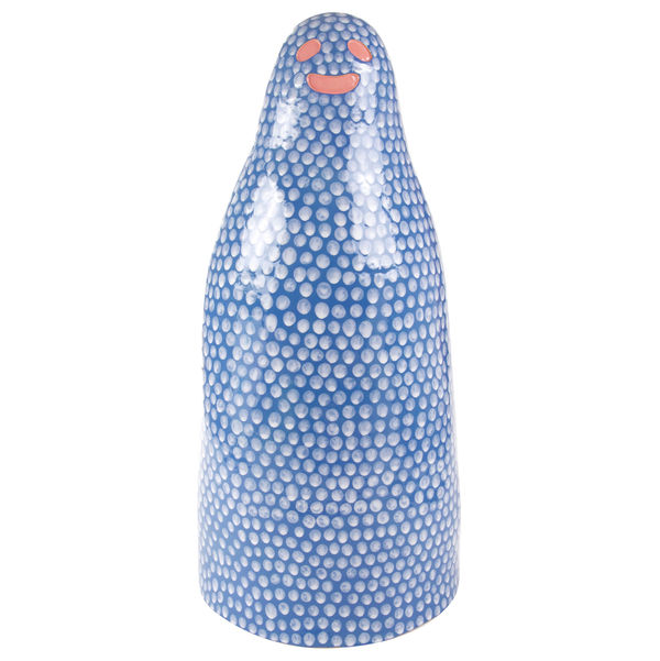 Lorien Stern's ceramic sculpture of a blue ghost with white dots